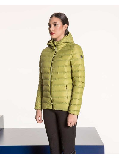Bomber matelassée vert citron avec capuche pour femme - Zaffiro - Equiline