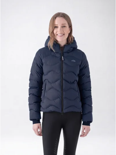 Plumífero con capucha azul marino para mujer EQCENTRY - Equiline