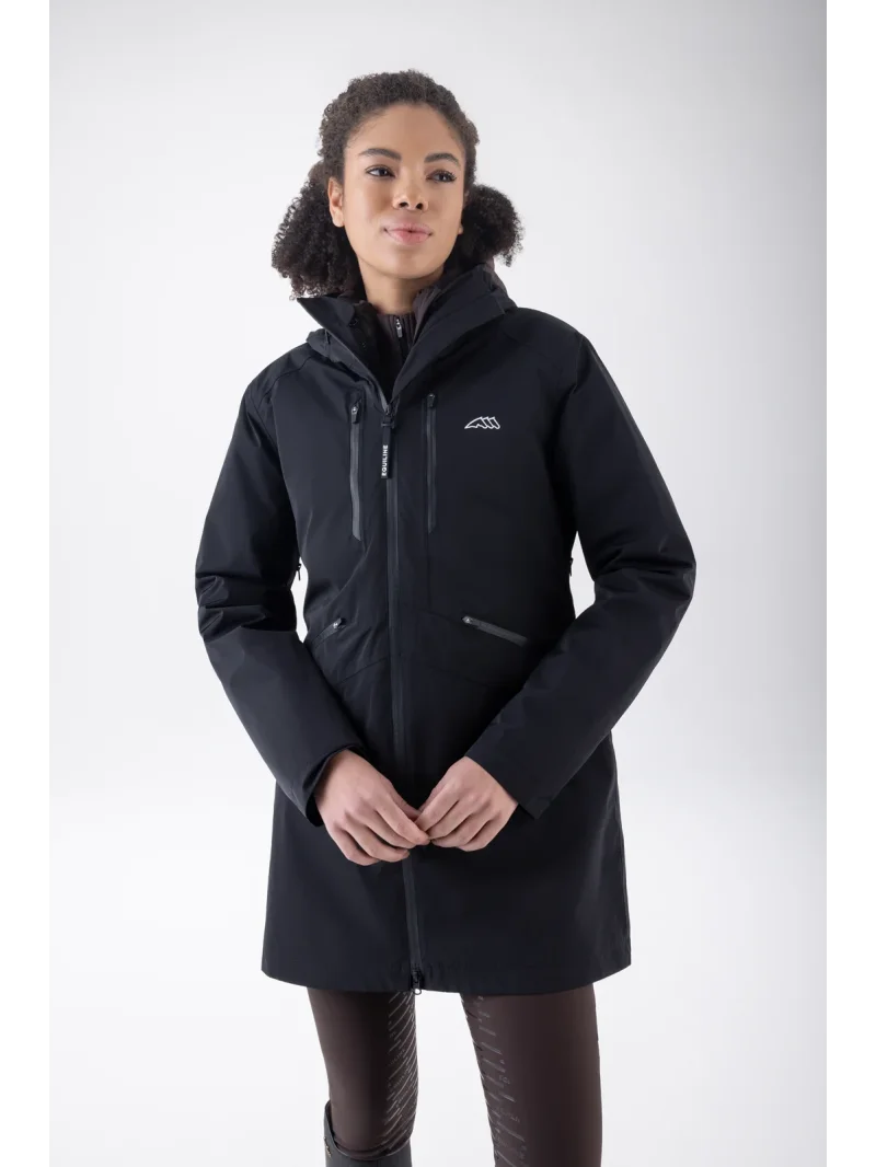 Black long 3-in-1 waterproof jacket for women EQCROOF
