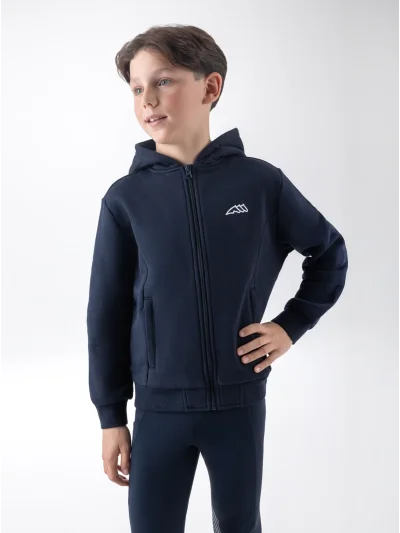 Sudadera con capucha y cremallera azul marino junior EQCOOD - Equiline