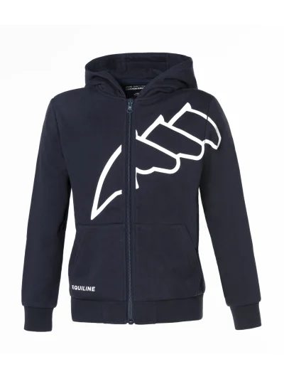 Sudadera con capucha y cremallera azul marino para junior EQCLAMA - Equiline - imagen 2