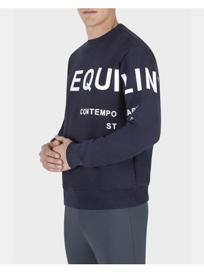 Sudadera azul marino de cuello redondo con letras blancas para hombre - Calic - Equiline