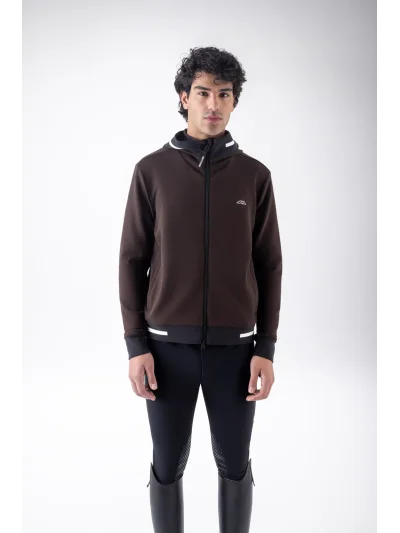 Sudadera técnica con capucha y cremallera marrón oscuro (Coffee Bean) para hombre EQCOREZ - Equiline