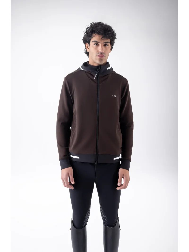 Dark brown (Coffee Bean) technical full-zip hoodie for men EQCOREZ