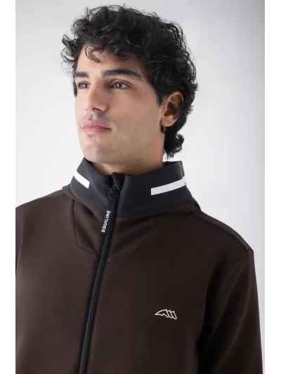 Sudadera técnica con capucha y cremallera marrón oscuro (Coffee Bean) para hombre EQCOREZ - Equiline - imagen 2