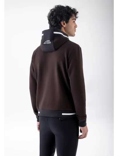 Sudadera técnica con capucha y cremallera marrón oscuro (Coffee Bean) para hombre EQCOREZ - Equiline - imagen 3