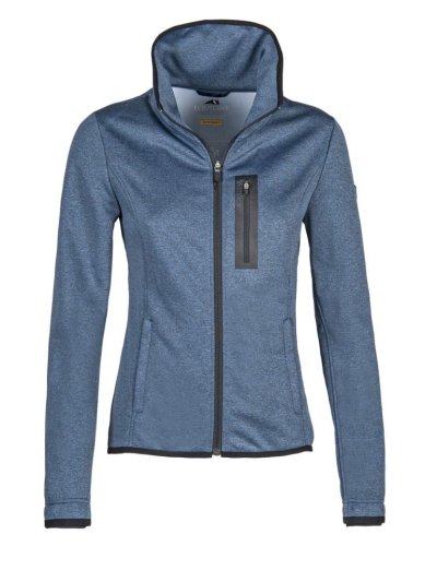 Veste bleu denim imperméable avec détails en noir pour femme modèle Tessa - Equiline