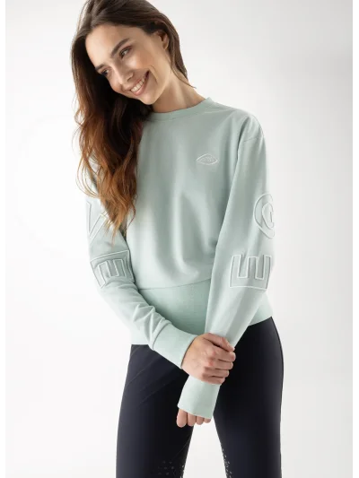 Sudadera de cuello redondo verde para mujer EQCARLY - Equiline