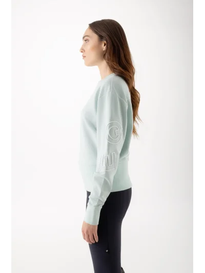 Sudadera de cuello redondo verde para mujer EQCARLY - Equiline - imagen 2