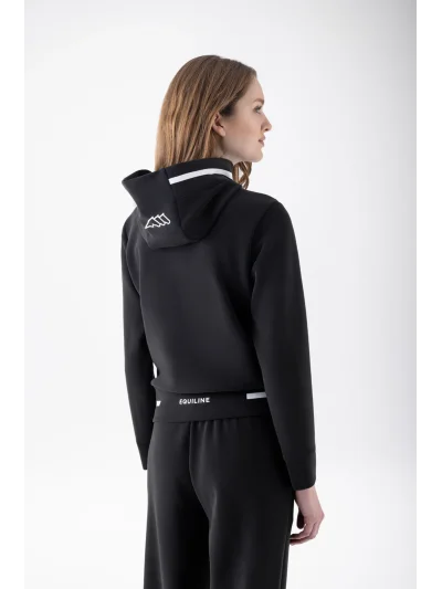 Sudadera técnica con capucha y cremallera negra para mujer EQCETIR - Equiline - imagen 4