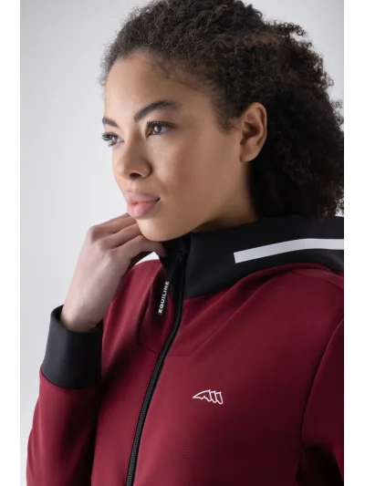 Sudadera técnica con capucha y cremallera roja (Alpine Plum) para mujer EQCETIR - Equiline - imagen 2