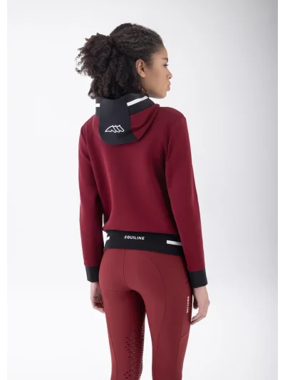 Sudadera técnica con capucha y cremallera roja (Alpine Plum) para mujer EQCETIR - Equiline - imagen 3