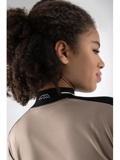 Camiseta técnica second skin beige grisácea (Greige) para mujer EQKIN - Equiline - imagen 4