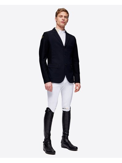 Black racing jacket with black logo in technical fabric for men - RG