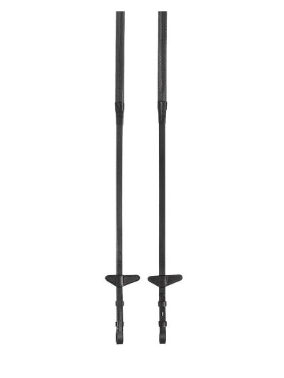 Rênes noire en cuir et caoutchouc de 1,5cm avec Stops pour cheval - Equiline