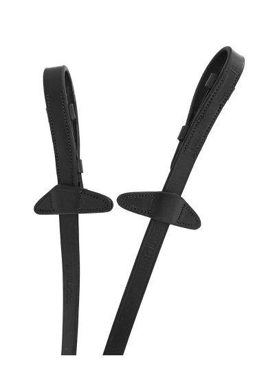 Rênes noires en cuir et caoutchouc de 1,6 cm avec arrêtoirs et arrêtoirs pour les fourches de martingale pour cheval - Equiline - imagen 3