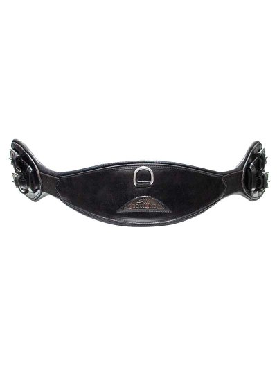 Sangle anatomique de dressage en cuir noire avec sangles élastiques aux extrémités - Equiline