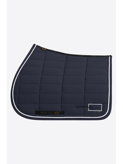 Tapis de saut bleu marine avec passepoils pour cheval - RG