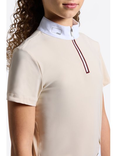 Polo de concours à manches courtes beige pour fille - RG