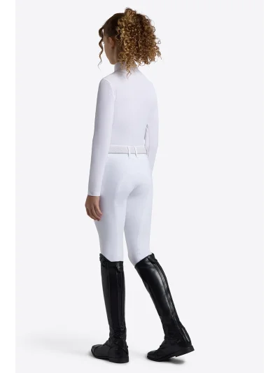 Polo de concurso de manga larga blanco con brillantes para niña - RG - imagen 2