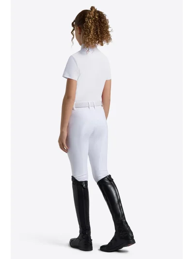 Polo de concurso de manga corta blanco con brillantes para niña - RG - imagen 3
