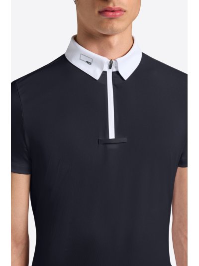 Polo de concurso azul marino de manga corta para hombre - RG