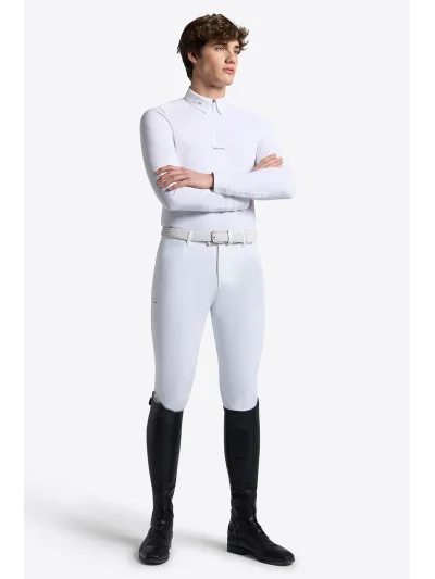 Polo de concours à manches longues blanc zippé pour homme - RG - imagen 3