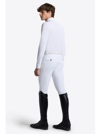 Polo de concours à manches longues blanc zippé pour homme - RG - imagen 2