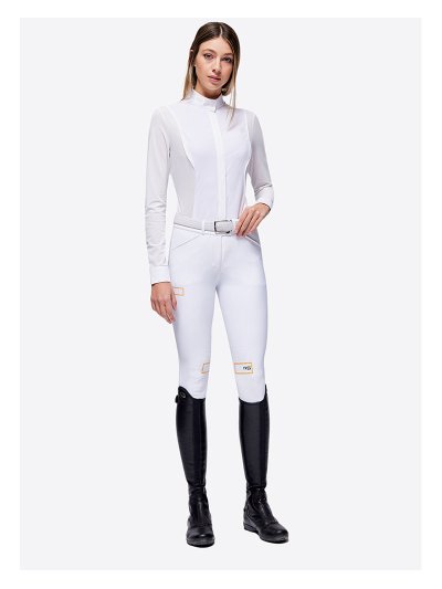 Chemise de compétition blanc à manches longues pour femme - RG