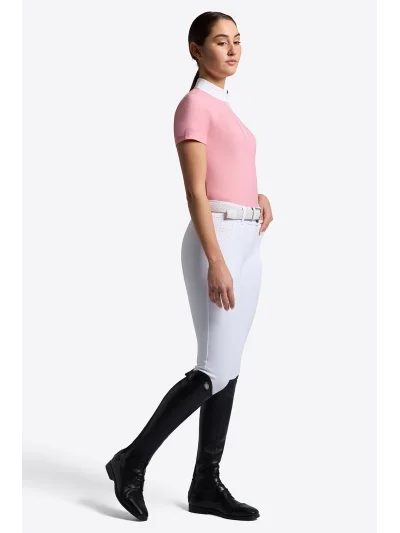 Polo de concours à manches courtes rose (Peony) zippé à strass pour femme - RG - imagen 2