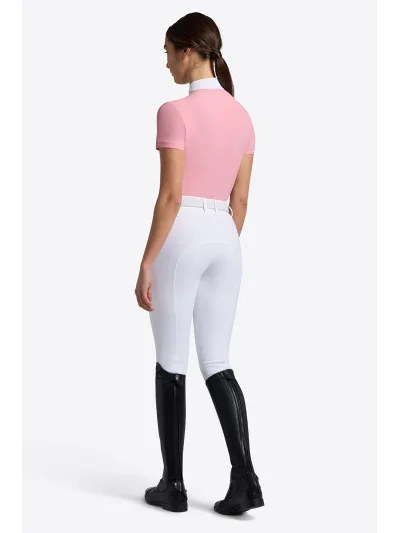 Polo de concours à manches courtes rose (Peony) zippé à strass pour femme - RG - imagen 3