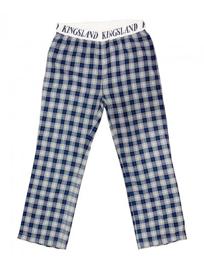 Pantalons de pijama à carreaux bleu, gris et beige unisexe modèle Phoebe - Kingsland
