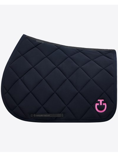 Sudadero de salto azul marino con bordado rosa - Diamond quilted - Cavalleria Toscana