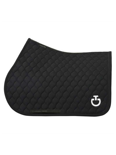 Tapis de saut noir avec logo brodé blanc pour cheval et poney - Couture circulaire - Cavalleria Toscana