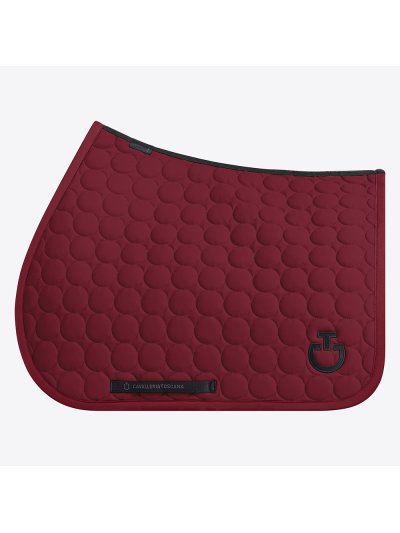 Burgundy jumping saddle pad with circular quilting and black logo for horse and pony Circle Quilted - Cavalleria Toscana