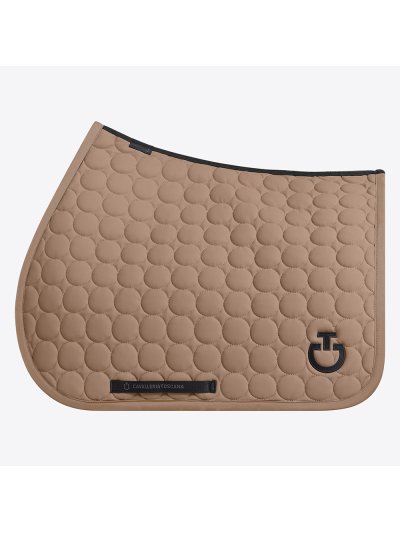 Sudadero de salto marrón claro con bordado circular y el logotipo en negro para caballo y pony Circle Quilted - Cavalleria Toscana