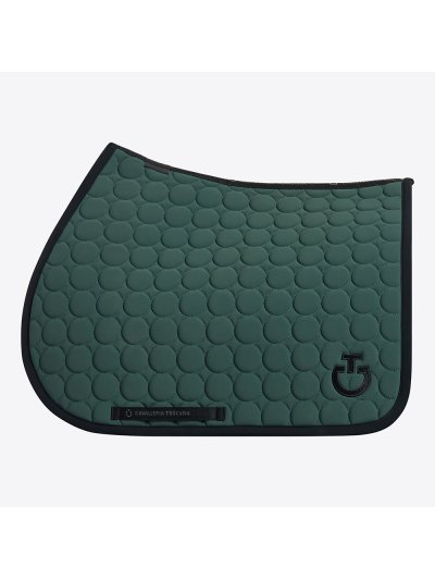 Sudadero de salto verde oscuro con bordado circular y el logotipo en negro para caballo y pony Circle Quilted - Cavalleria Toscana