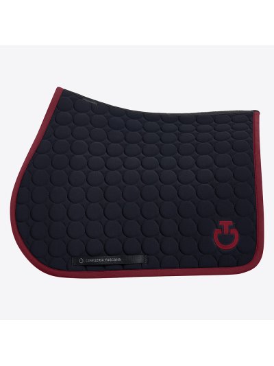 Sudadero de salto negro con bordado circular y el logotipo en burdeos para caballo y pony Circle Quilted - Cavalleria Toscana