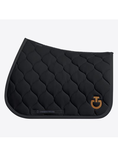 Sudadero de salto negro con logo bordado dorado oscuro para caballo y pony New Circular Quilted - Cavalleria Toscana
