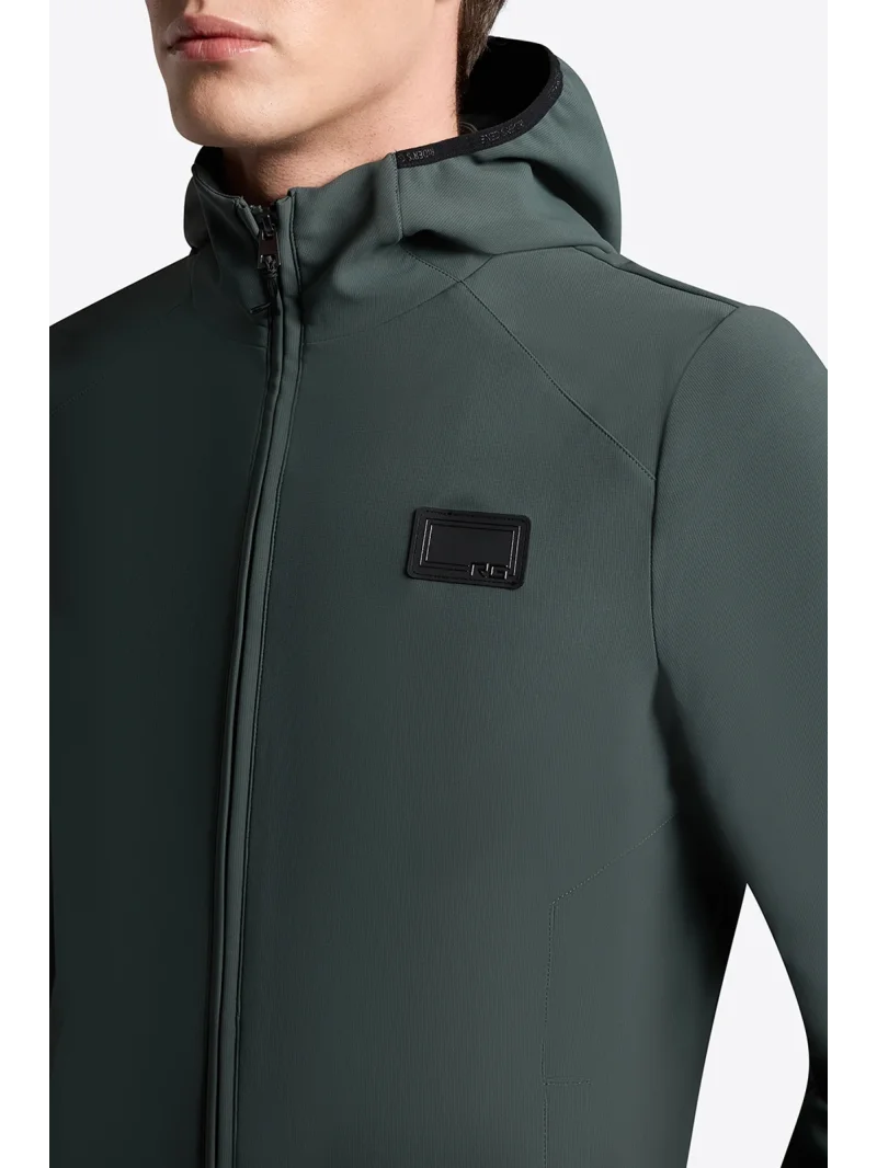 Dark green (Deep Forest) hooded softshell jacket for men