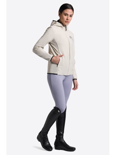 Veste softshell beige avec capuche et fermeture éclair pour femme - RG