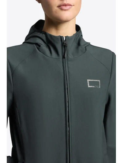 Chaqueta softshell con capucha verde oscuro (Deep Forest) de jersey jacquard para mujer - RG - imagen 2