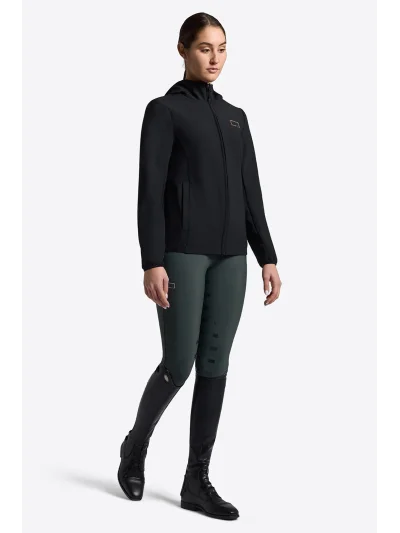 Chaqueta softshell con capucha negra de jersey jacquard para mujer - RG