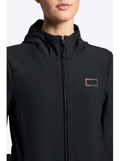 Chaqueta softshell con capucha negra de jersey jacquard para mujer - RG - imagen 2