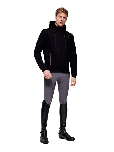 Veste noire avec capuche et fermeture éclair pour homme - RG