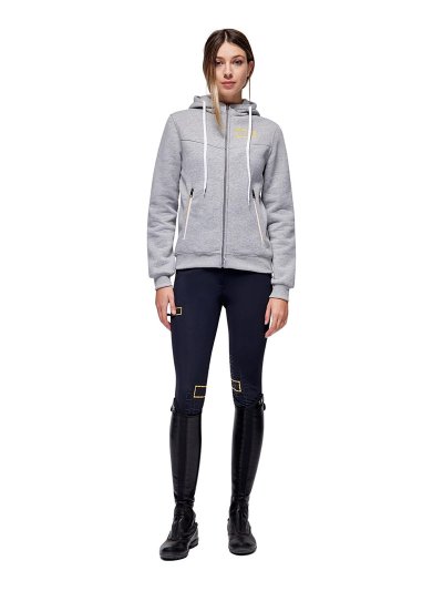 Veste grise avec capuche et fermeture éclair pour femme - RG