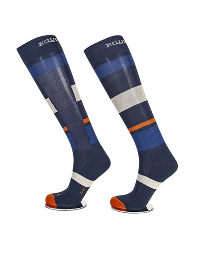 Chaussettes bleu marine à rayures unisexe modèle Stripe - Equiline