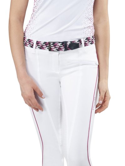 Ceinture tressée élastique en coton rose, blanc et noir unisexe modèle Cuba - Equiline