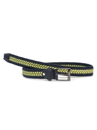Ceinture tressée en coton bleu marine, vert foncé et vert citron modèle Poluo - Equiline