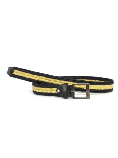 Ceinture tressée en coton noir, jaune et gris unisexe modèle Poluo - Equiline